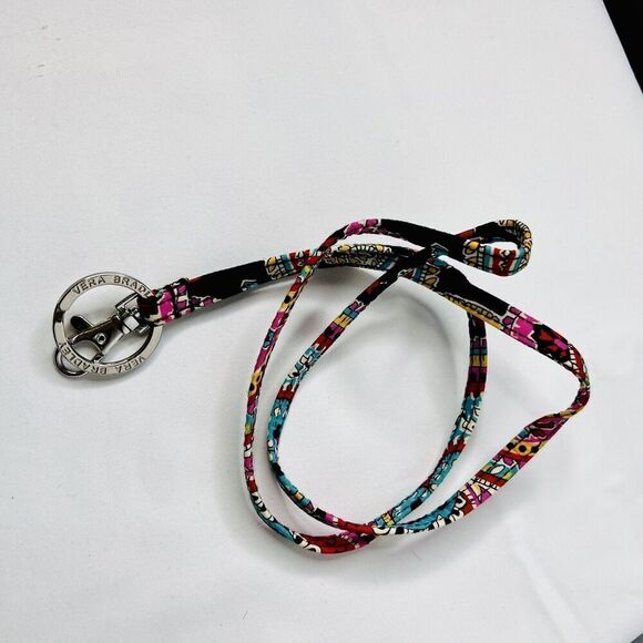Vera Bradley Lanyard Key Ring ID Badge Clip Holder Blue Pink Yellow Black EUC B1 - Picture 5 of 6